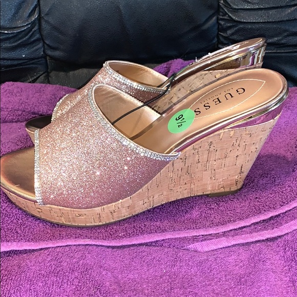 Guess Shoes - Guess rose gold wedge sandal with rhinestones!